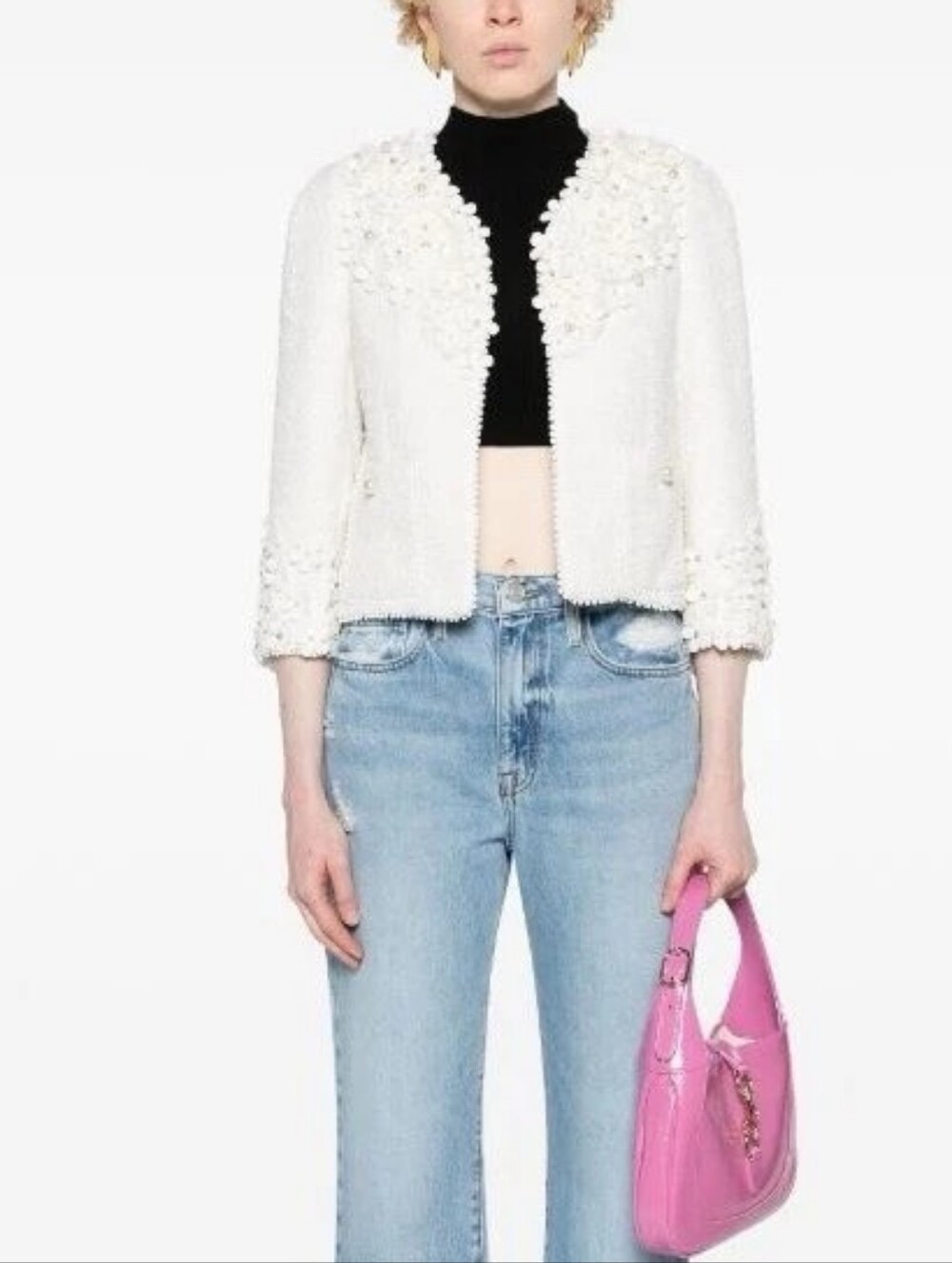 Edward Achour Paris Floral-applique Tweed Jacket